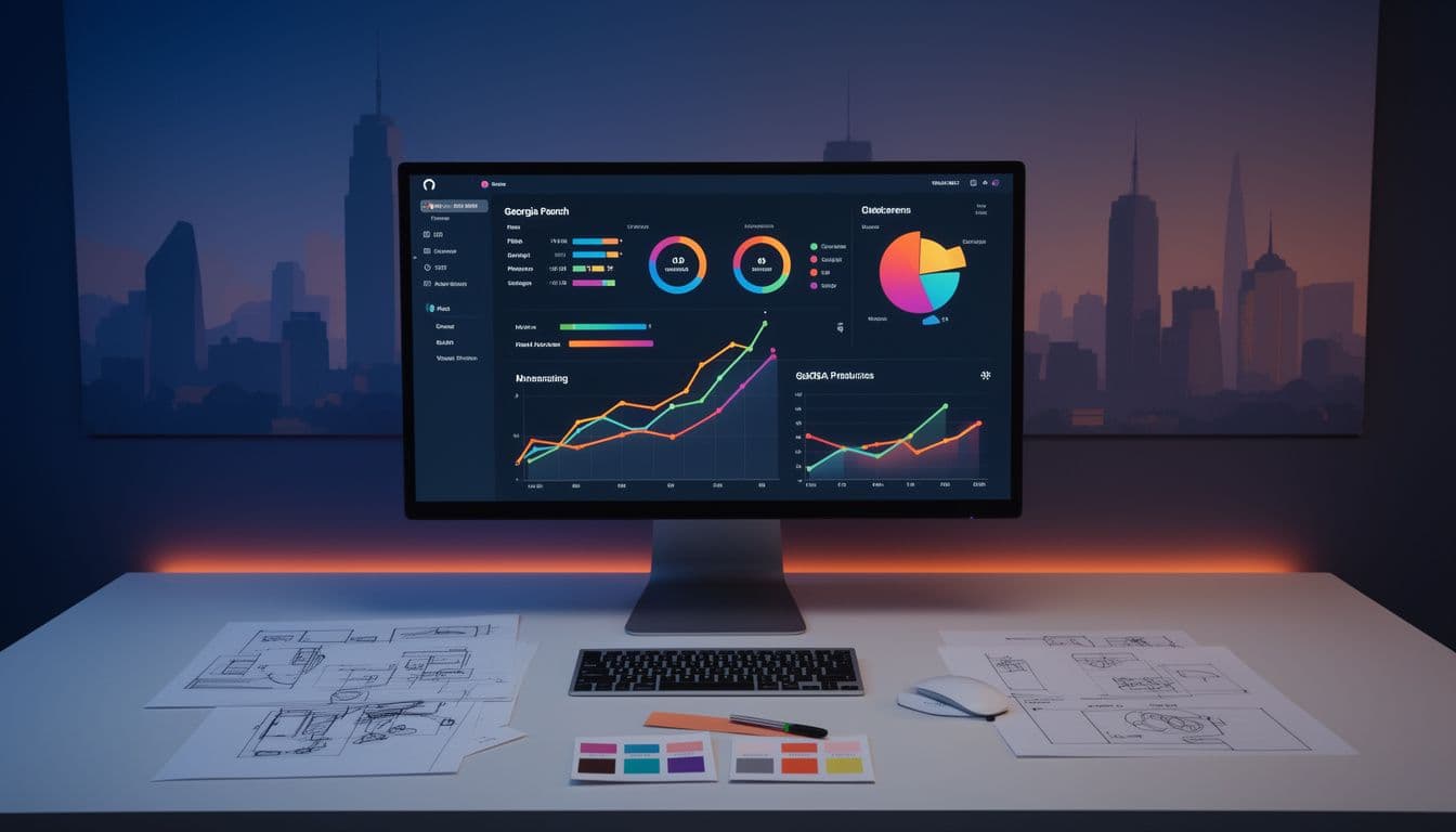 Digital marketing agency comparison — analytics dashboards and website wireframes for the best Georgia agencies 2026
