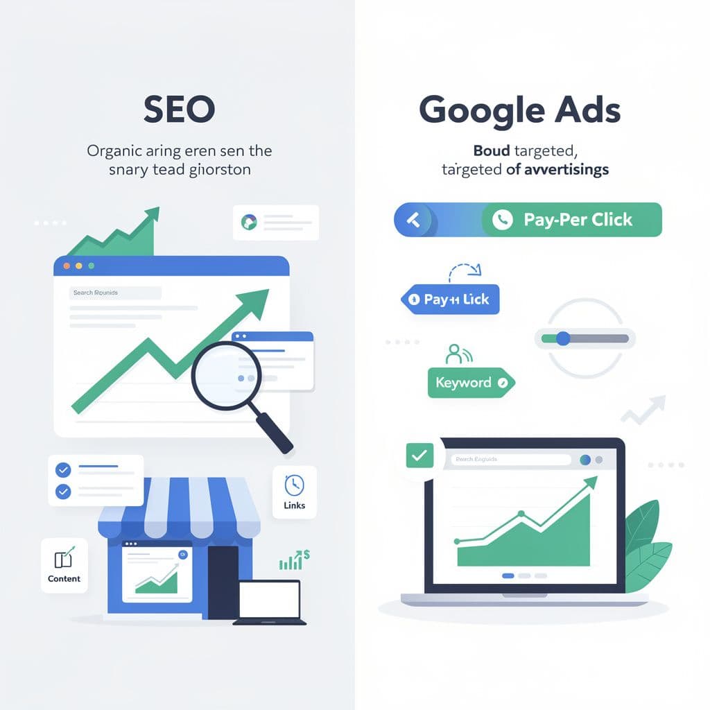 SEO vs Google Ads comparison for Georgia small businesses