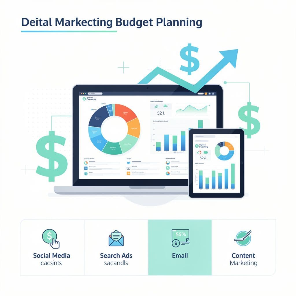 Small business marketing budget guide for Georgia businesses showing budget allocation across SEO, ads, social media, and web design